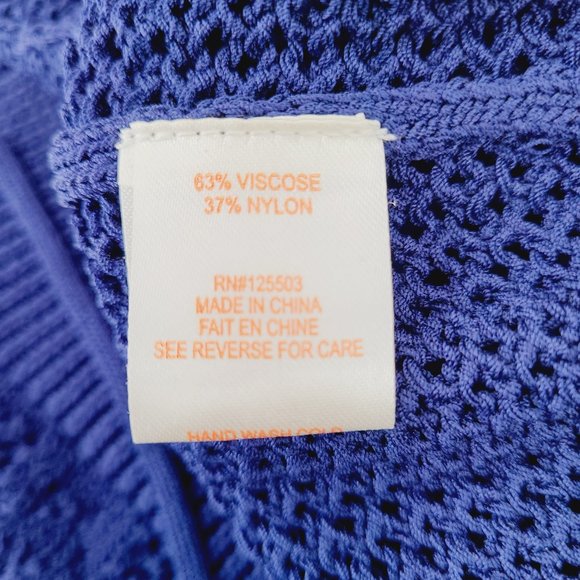 TORN BY RONNY KOBO Ronja Navy Fringed Knit Top XS - Picture 5 of 6